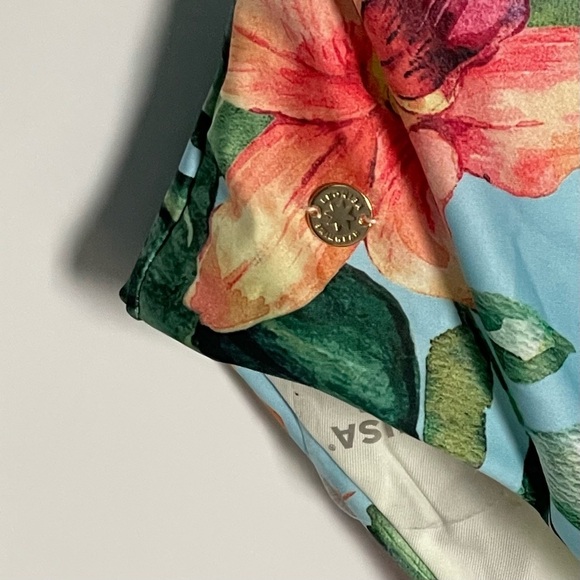 New! Leonisa Blue Floral Back Hardware Ring One Piece Swimsuit 35127 - Picture 6 of 11